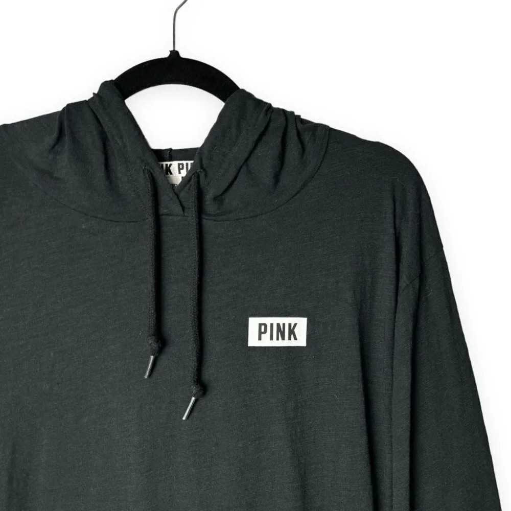 PINK Victoria's Secret Black Long Sleeve Hooded Top - Picture 3 of 7
